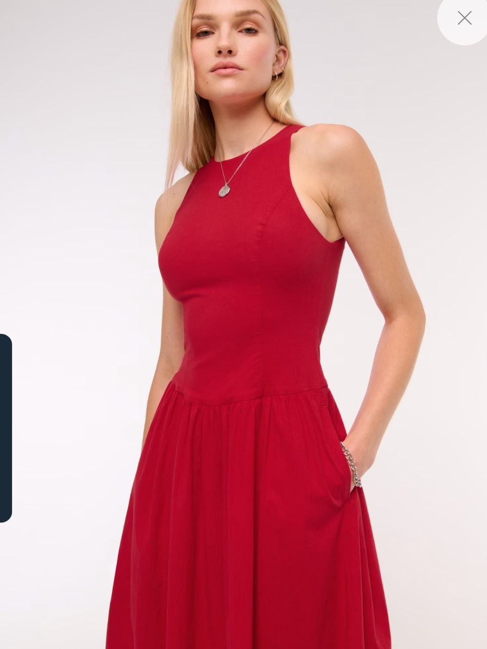 Abercrombie & Fitch Cotton High Neck Drop Waist Sleeveless Maxi Dress Red New L - Picture 6 of 12